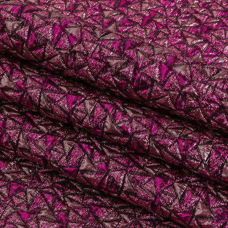 Mood Exclusive Metallic Fuchsia and Corsage Pink Tactile Triangles Luxury Brocade