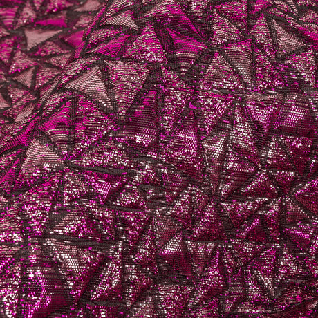 Mood Exclusive Metallic Fuchsia and Corsage Pink Tactile Triangles Luxury Brocade