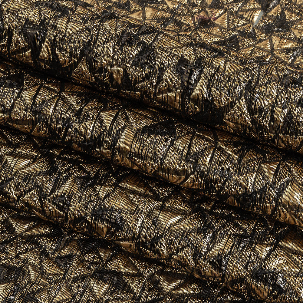 Mood Exclusive Metallic Gold and Black Tactile Triangles Luxury Brocade
