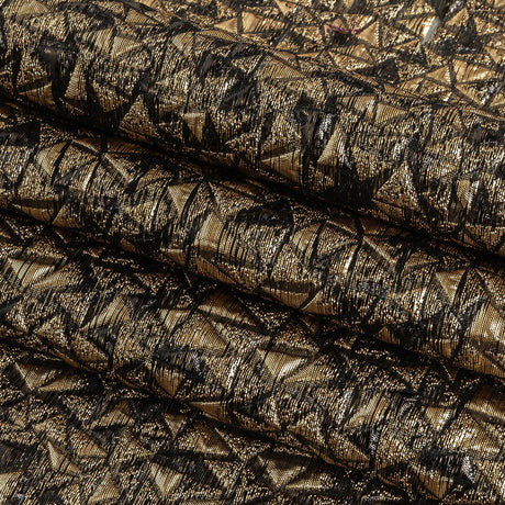Mood Exclusive Metallic Gold and Black Tactile Triangles Luxury Brocade