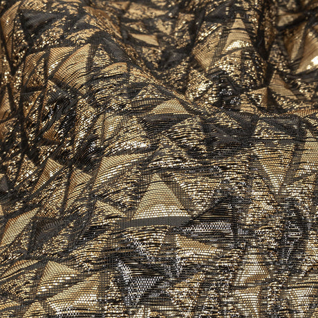 Mood Exclusive Metallic Gold and Black Tactile Triangles Luxury Brocade