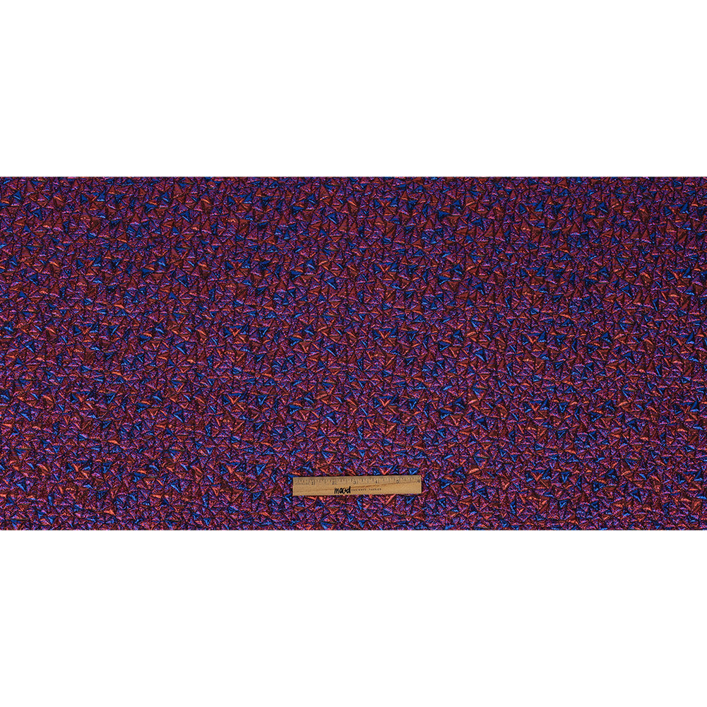 Mood Exclusive Metallic Royal Blue and Red Tactile Triangles Luxury Brocade