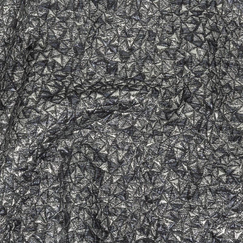Mood Exclusive Metallic Silver and Navy Tactile Triangles Luxury Brocade