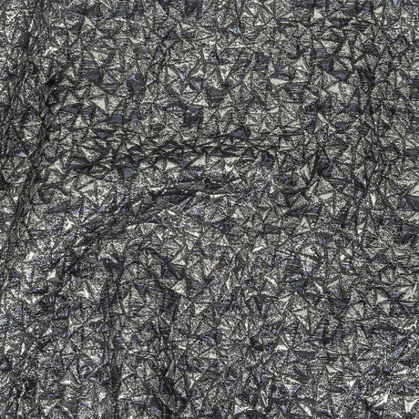 Mood Exclusive Metallic Silver and Navy Tactile Triangles Luxury Brocade