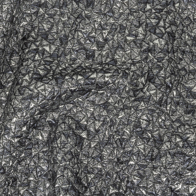 Mood Exclusive Metallic Silver and Navy Tactile Triangles Luxury Brocade