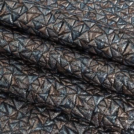 Mood Exclusive Metallic Rose Gold and Sky Blue Tactile Triangles Luxury Brocade