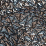 Mood Exclusive Metallic Rose Gold and Sky Blue Tactile Triangles Luxury Brocade