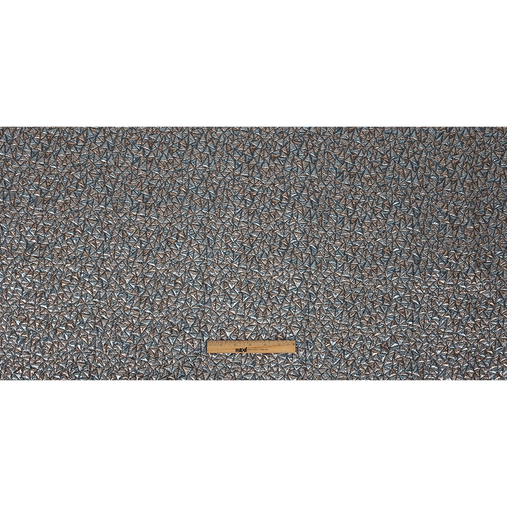 Mood Exclusive Metallic Rose Gold and Sky Blue Tactile Triangles Luxury Brocade