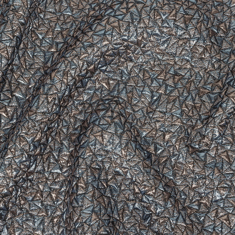 Mood Exclusive Metallic Rose Gold and Sky Blue Tactile Triangles Luxury Brocade