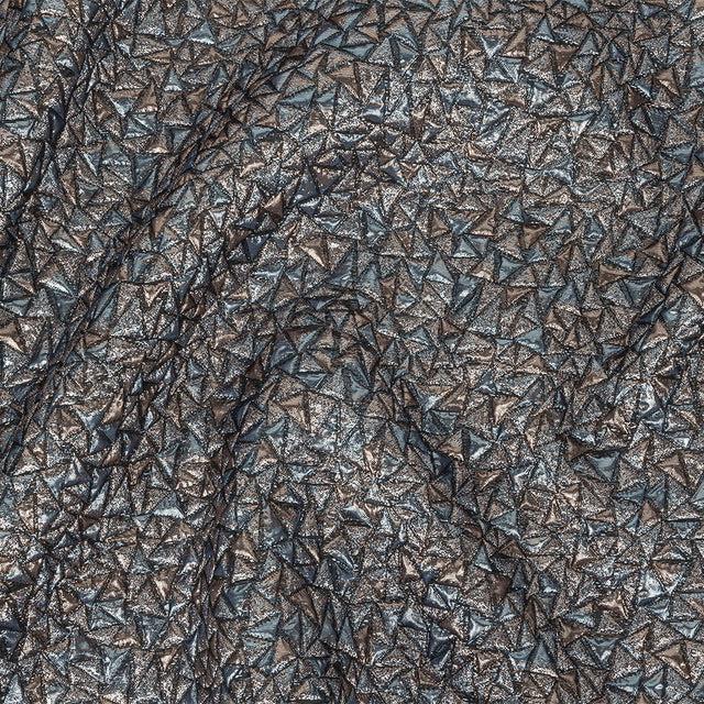 Mood Exclusive Metallic Rose Gold and Sky Blue Tactile Triangles Luxury Brocade