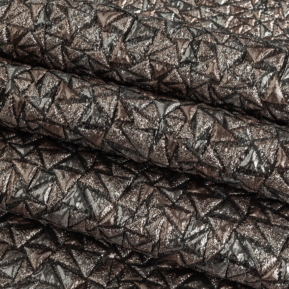 Mood Exclusive Metallic Silver and Rose Gold Tactile Triangles Luxury Brocade