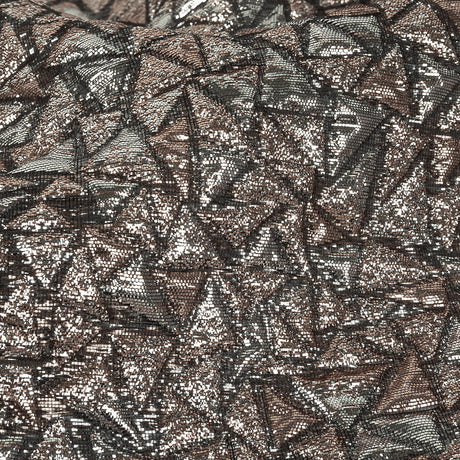 Mood Exclusive Metallic Silver and Rose Gold Tactile Triangles Luxury Brocade