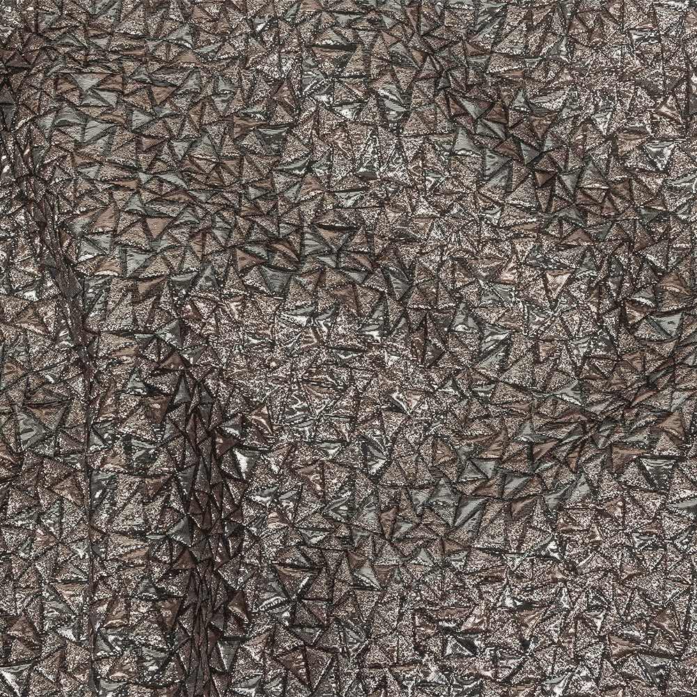 Mood Exclusive Metallic Silver and Rose Gold Tactile Triangles Luxury Brocade