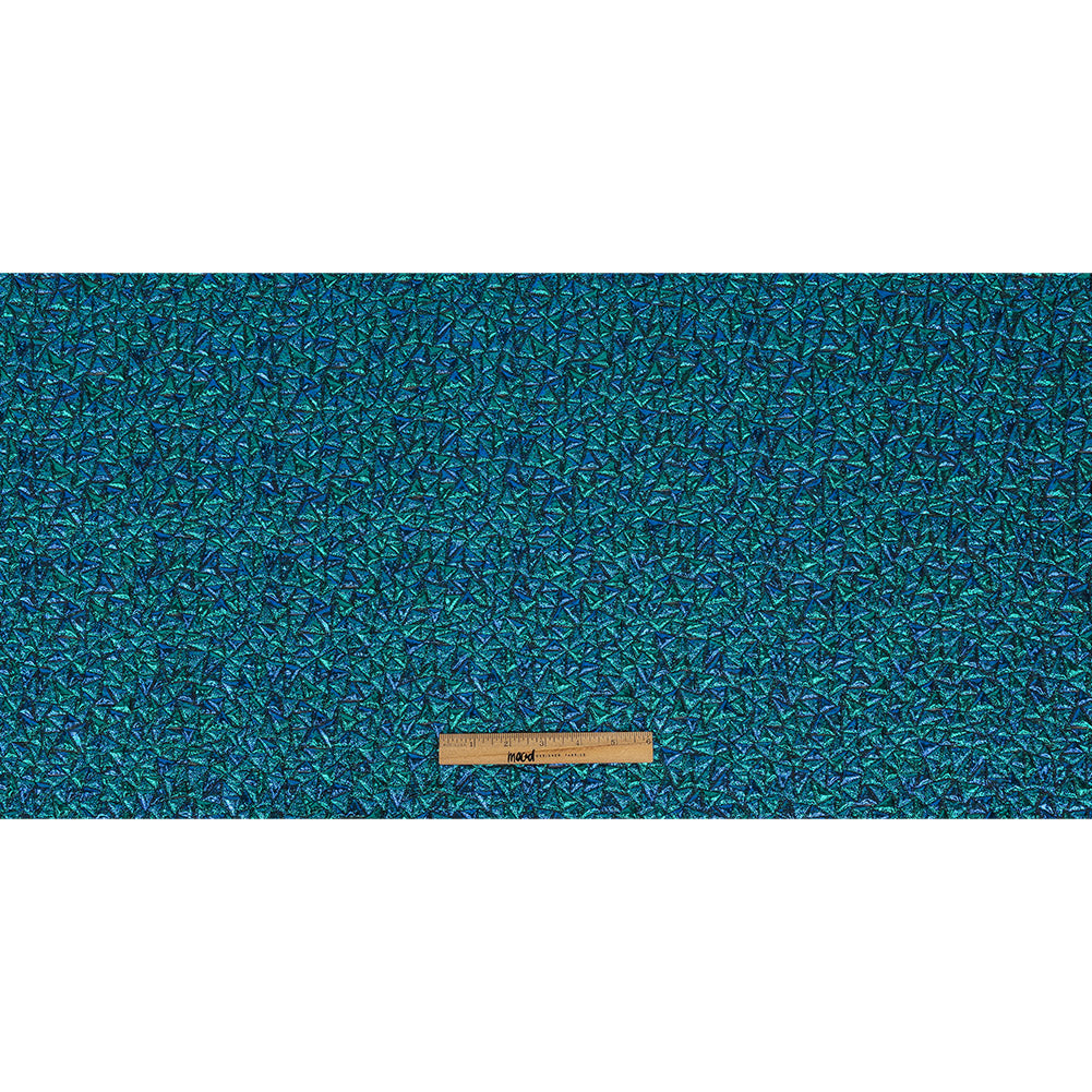 Mood Exclusive Metallic Royal Blue and Teal Tactile Triangles Luxury Brocade