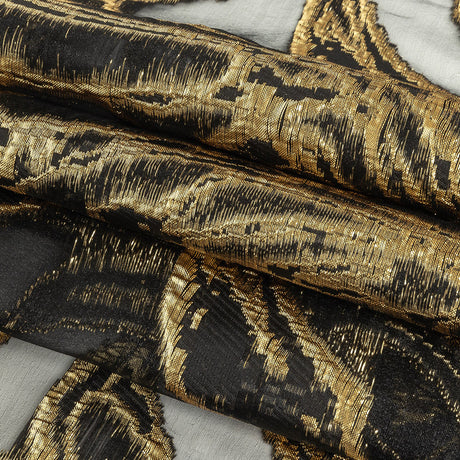 Mood Exclusive Metallic Gold and Black Mineral Veins Luxury Burnout Brocade