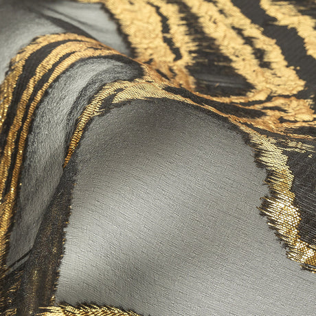 Mood Exclusive Metallic Gold and Black Mineral Veins Luxury Burnout Brocade