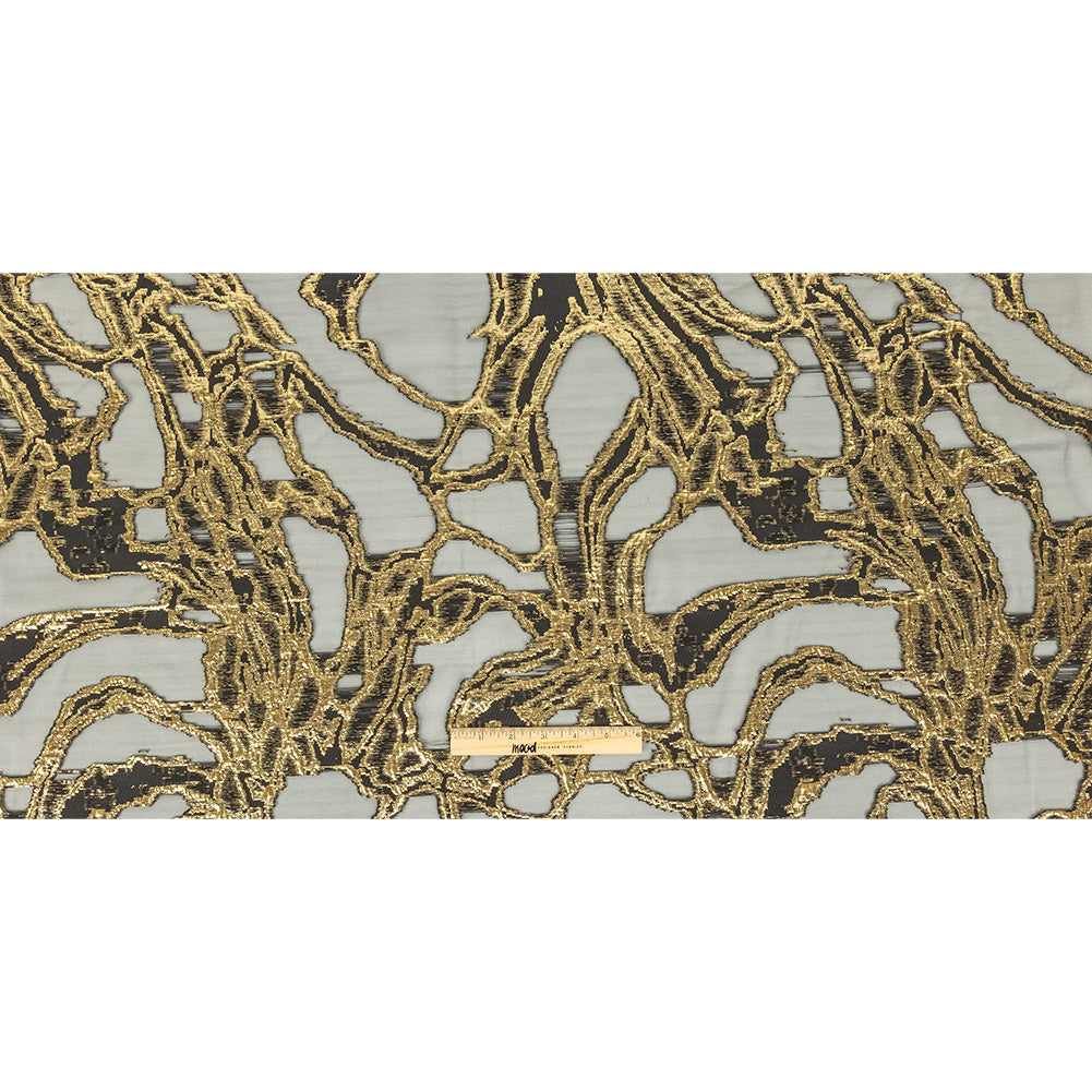 Mood Exclusive Metallic Gold and Black Mineral Veins Luxury Burnout Brocade