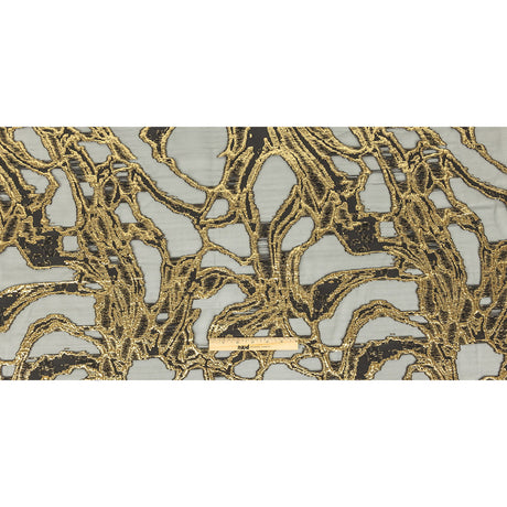 Mood Exclusive Metallic Gold and Black Mineral Veins Luxury Burnout Brocade