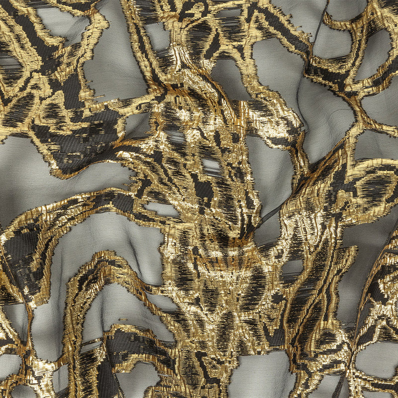 Mood Exclusive Metallic Gold and Black Mineral Veins Luxury Burnout Brocade