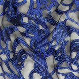 Mood Exclusive Metallic Magnetic Blue and Black Mineral Veins Luxury Burnout Brocade