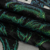 Mood Exclusive Metallic Iridescent Green and Black Mineral Veins Luxury Burnout Brocade