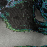 Mood Exclusive Metallic Iridescent Green and Black Mineral Veins Luxury Burnout Brocade