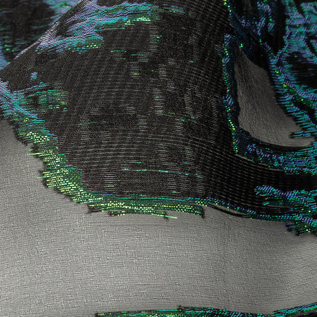 Mood Exclusive Metallic Iridescent Green and Black Mineral Veins Luxury Burnout Brocade