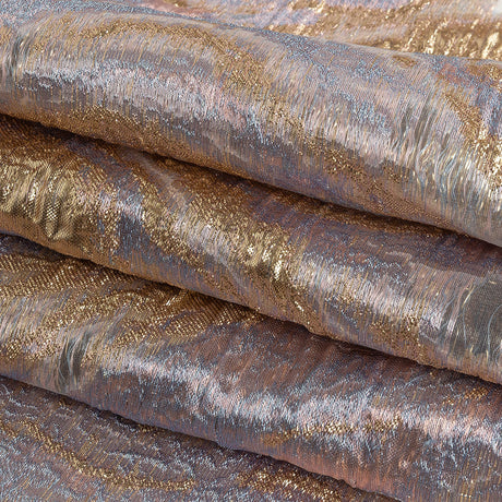Mood Exclusive Metallic Gold, Pink and Wisteria Painterly Swirls Luxury Burnout Brocade