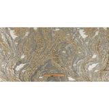 Mood Exclusive Metallic Gold, Gray and Beige Painterly Swirls Luxury Burnout Brocade