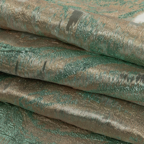 Mood Exclusive Metallic Seafoam and Beige Painterly Swirls Luxury Burnout Brocade