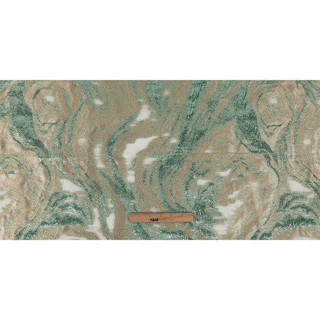 Mood Exclusive Metallic Seafoam and Beige Painterly Swirls Luxury Burnout Brocade