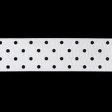 Bright White and Moonless Night Polka Dots Grosgrain Ribbon - 1"
