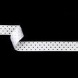 Bright White and Moonless Night Polka Dots Grosgrain Ribbon - 1"