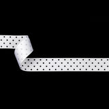 Bright White and Moonless Night Polka Dots Grosgrain Ribbon - 1"