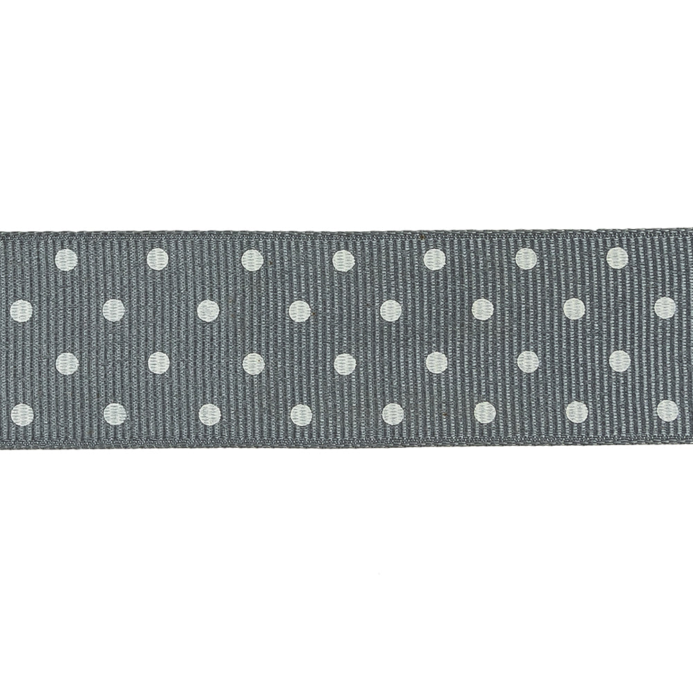 Sedona Sage and White Polka Dots Grosgrain Ribbon - 1"
