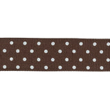 Chestnut and White Polka Dots Grosgrain Ribbon - 1"