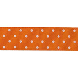 Carrot and White Polka Dots Grosgrain Ribbon - 1"