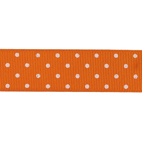 Carrot and White Polka Dots Grosgrain Ribbon - 1"