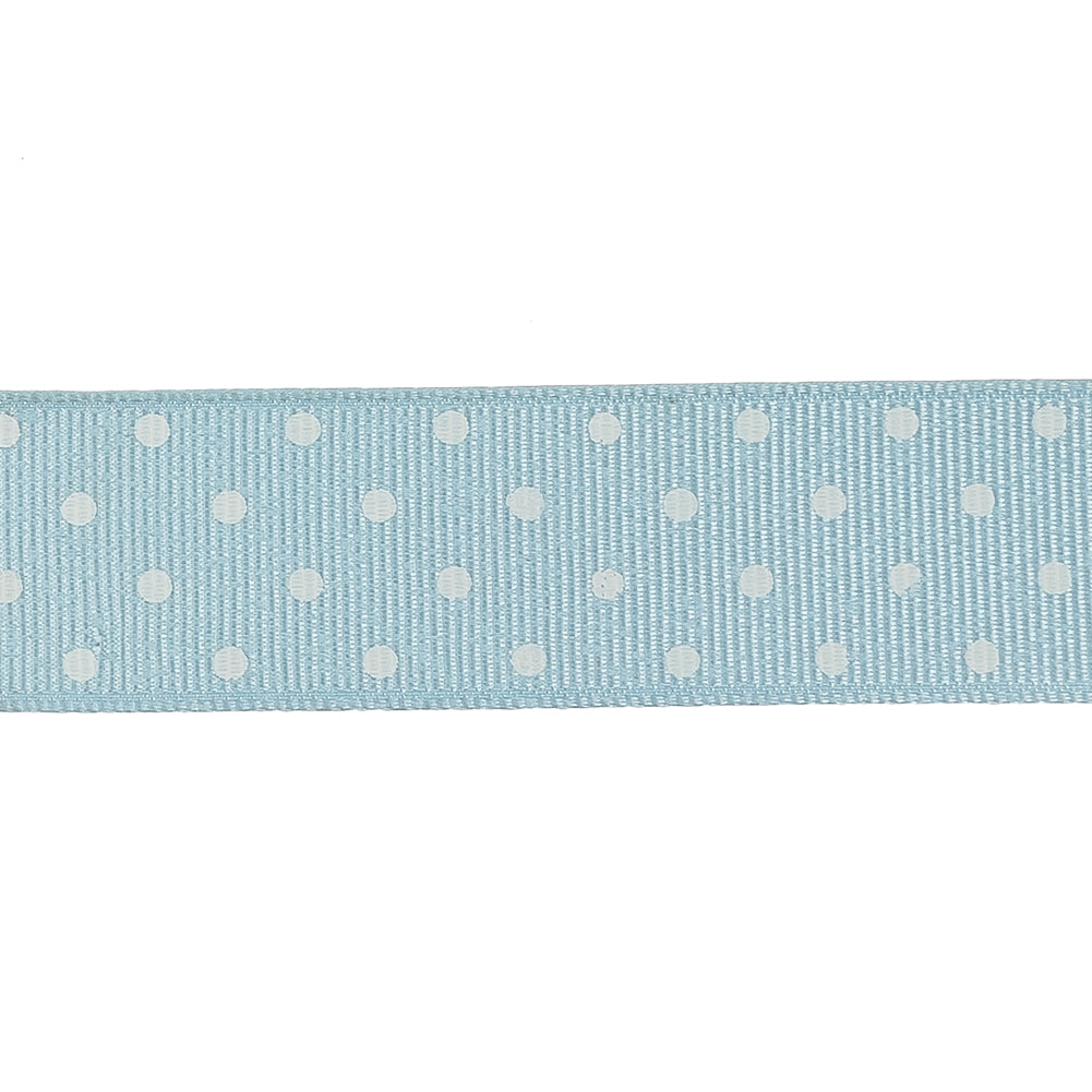 Winter Sky and White Polka Dots Grosgrain Ribbon - 1"