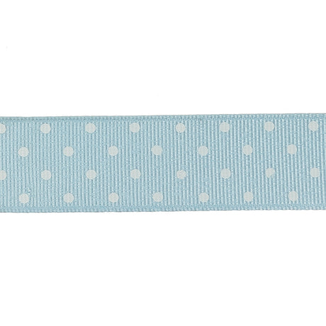 Winter Sky and White Polka Dots Grosgrain Ribbon - 1"