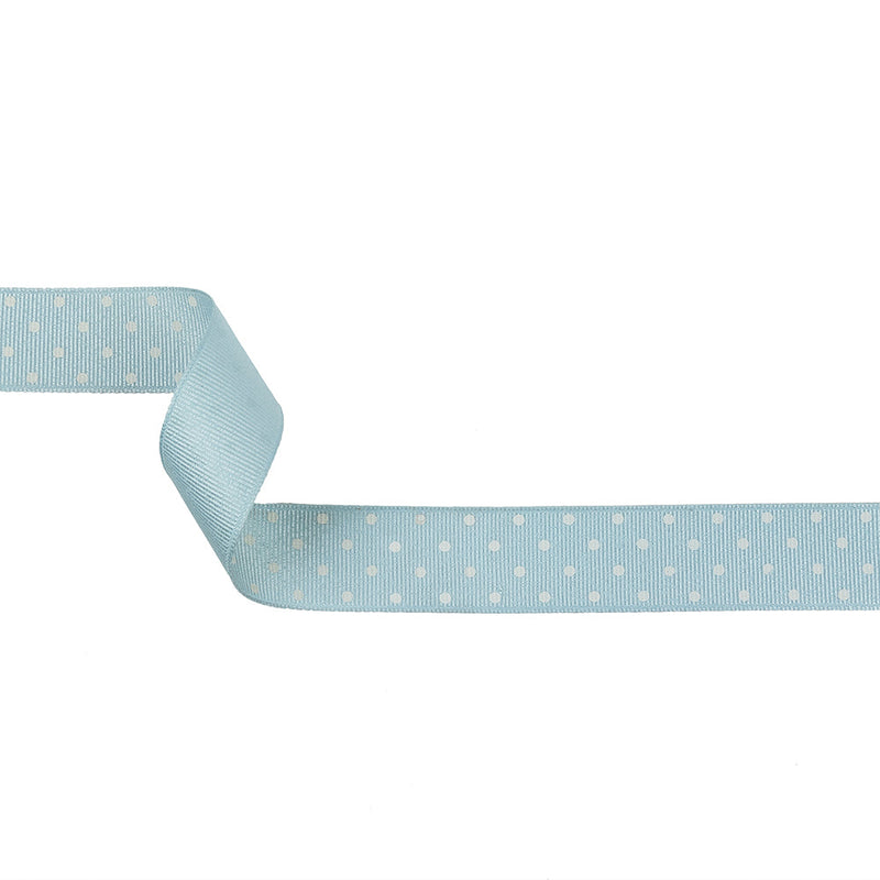 Winter Sky and White Polka Dots Grosgrain Ribbon - 1"