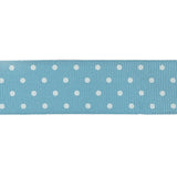Dusk Blue and White Polka Dots Grosgrain Ribbon - 1"