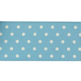Dusk Blue and White Polka Dots Grosgrain Ribbon - 1.625"