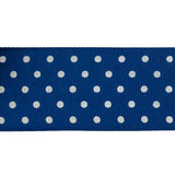 Deep Ultramarine and White Polka Dots Grosgrain Ribbon - 1.625"