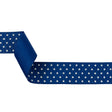 Deep Ultramarine and White Polka Dots Grosgrain Ribbon - 1.625"