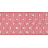 Flamingo Pink and White Polka Dots Grosgrain Ribbon - 1.625"