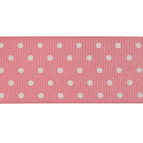Flamingo Pink and White Polka Dots Grosgrain Ribbon - 1.625"