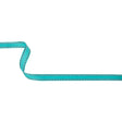 Turquoise Woven Ribbon with Navy and White Stitched Border - 0.375"