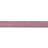 Purple Woven Ribbon with Navy and White Stitched Border - 0.375"
