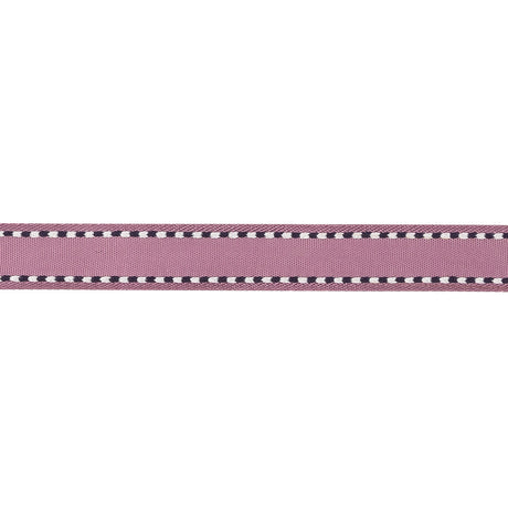 Purple Woven Ribbon with Navy and White Stitched Border - 0.375"